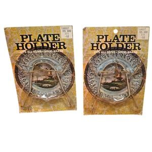 Vintage Wire Wall Mounted Solid Brass Plate Holder Up to 7.5"